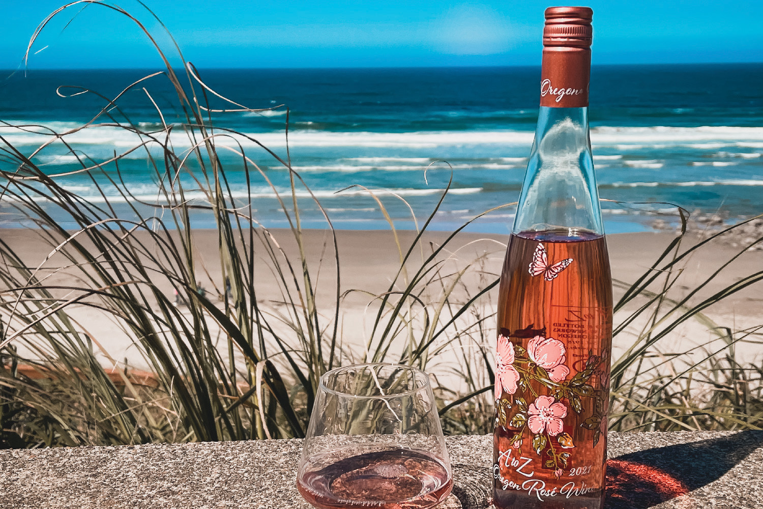 A to Z rose wine at beach