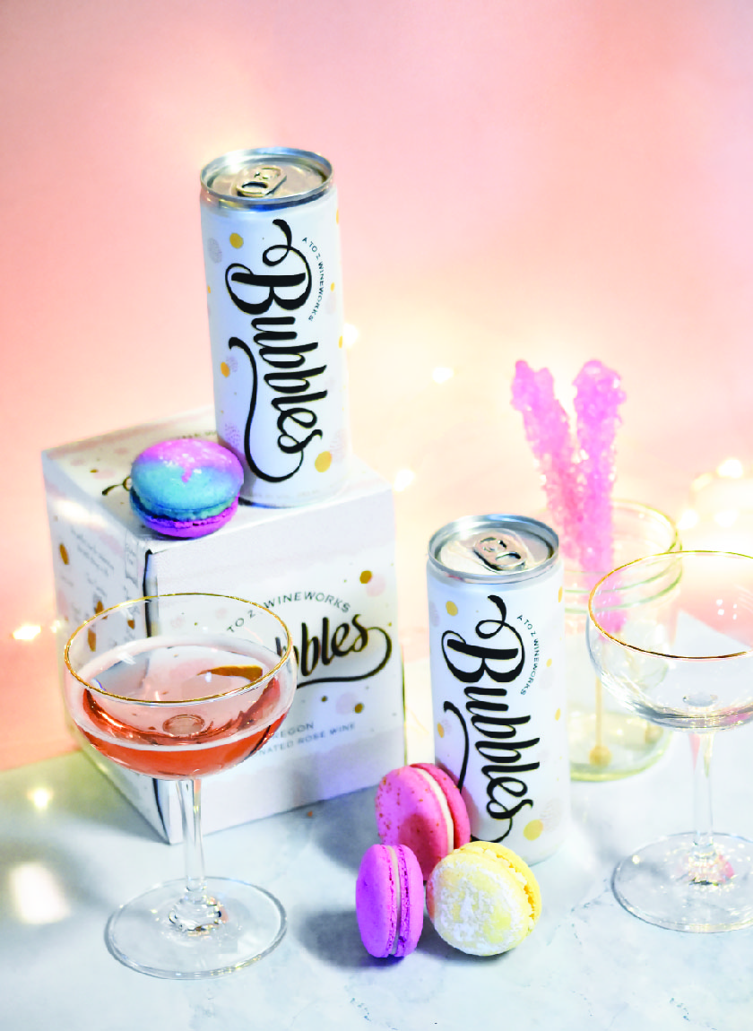 A to Z bubbles with lights and macaroons