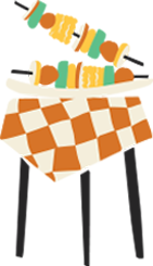 Table with food graphic